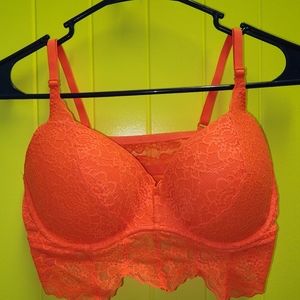 Pink coral color lace bralette